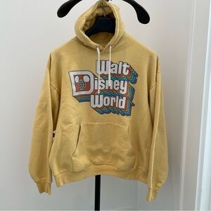 Walt Disney World Retro Yellow Hoodie Sweatshirt Vintage Logo